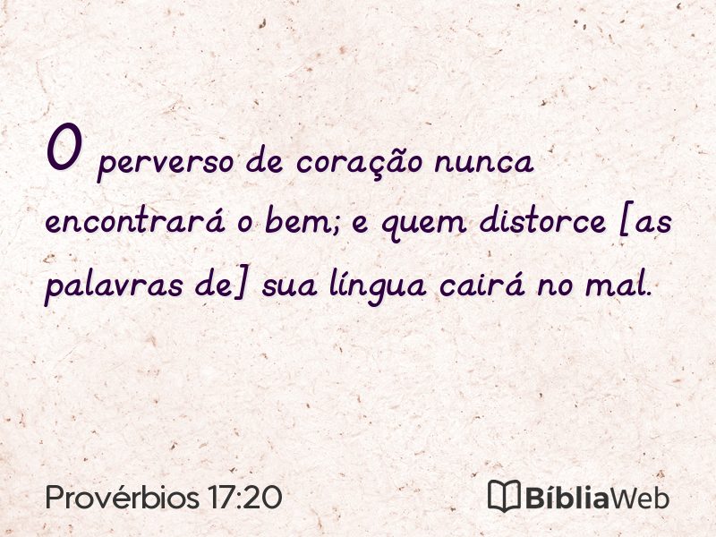 Provérbios 17:20 em imagem para compartilhar
