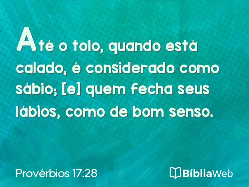 Provérbios 17:28 em imagem para compartilhar