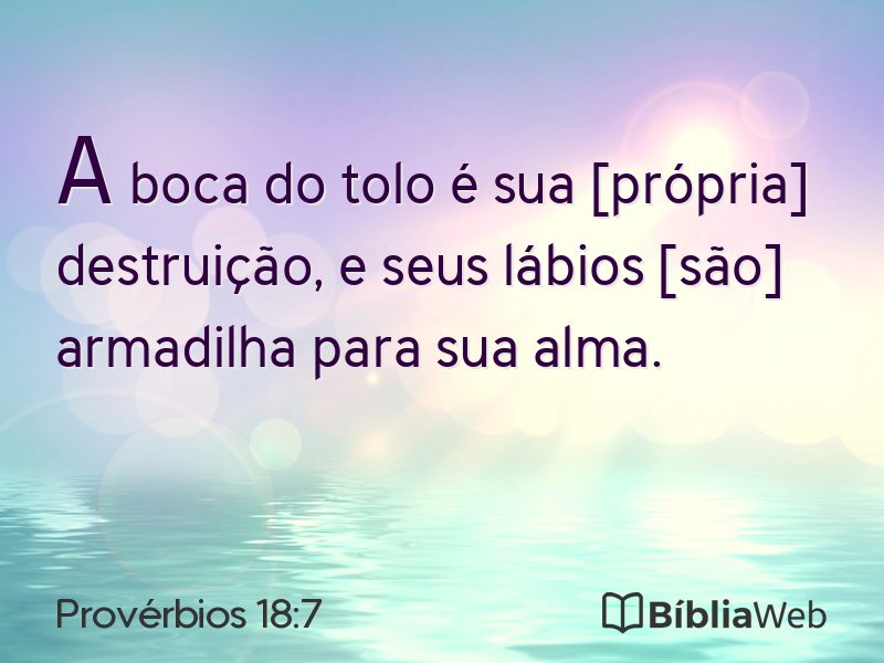 Provérbios 18:7 em imagem para compartilhar
