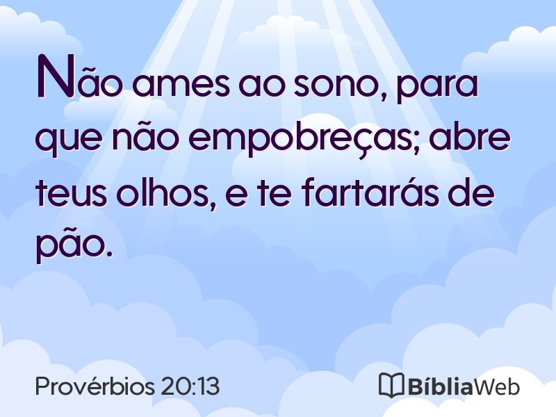 Provérbios 20:13 em imagem para compartilhar