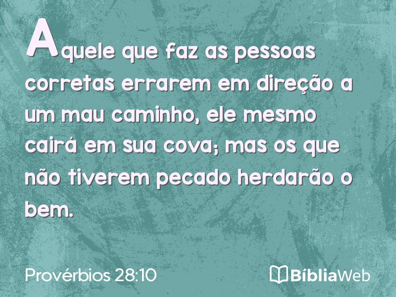 Provérbios 28:10 em imagem para compartilhar