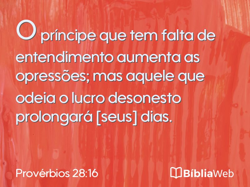 Provérbios 28:16 em imagem para compartilhar