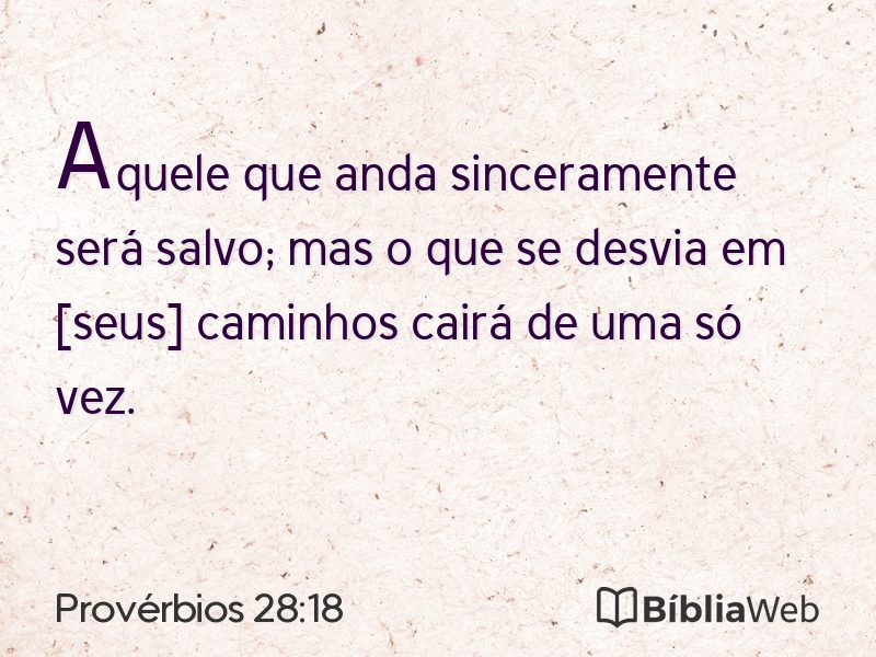 Provérbios 28:18 em imagem para compartilhar