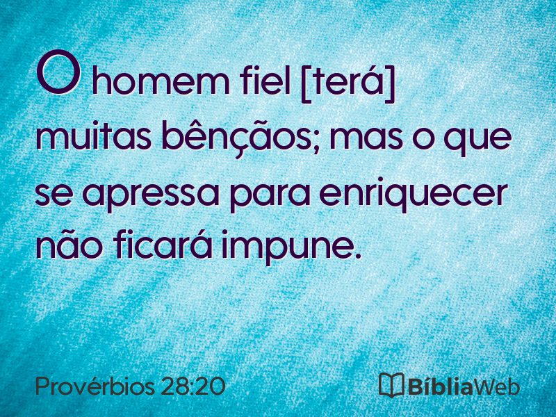 Provérbios 28:20 em imagem para compartilhar