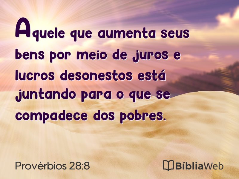Provérbios 28:8 em imagem para compartilhar