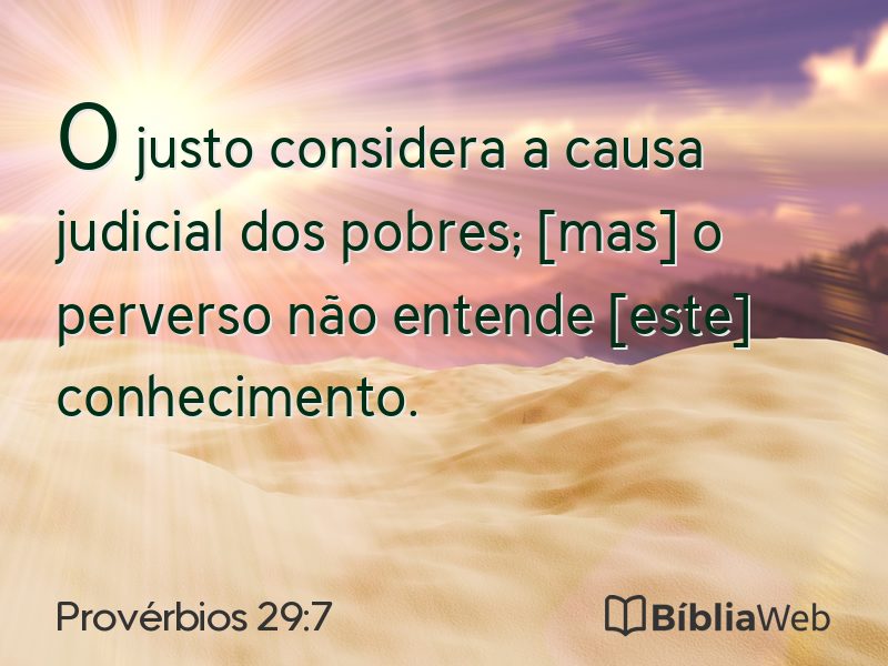 Provérbios 29:7 em imagem para compartilhar