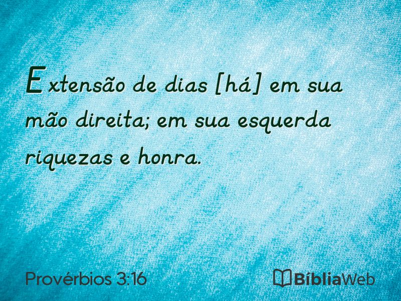 Provérbios 3:16 em imagem para compartilhar