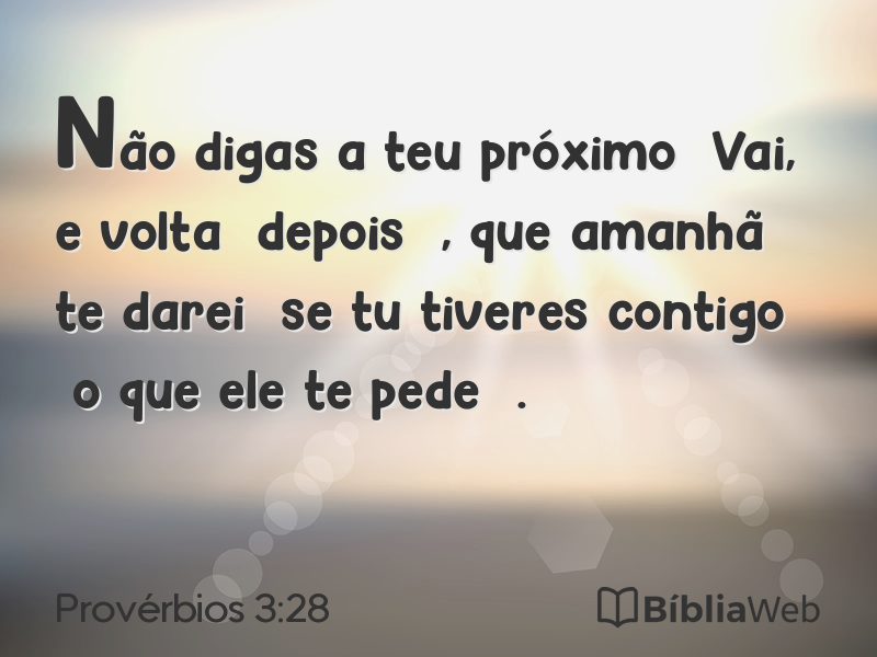 Provérbios 3:28 em imagem para compartilhar