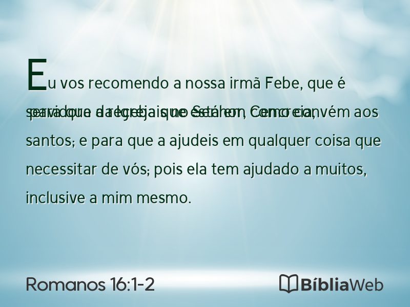 Romanos 16:1-2 em imagem para compartilhar