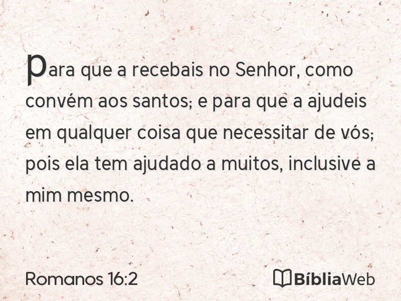 Romanos 16:2 em imagem para compartilhar