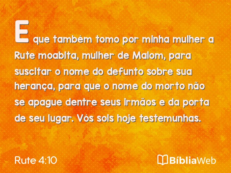 Rute 4:10 em imagem para compartilhar
