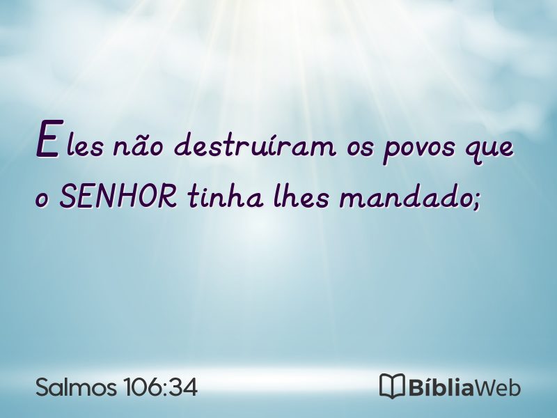 Salmos 106:34 em imagem para compartilhar