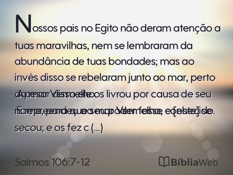 Salmos 106:7-12 em imagem para compartilhar