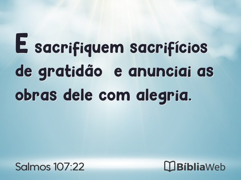 Salmos 107:22 em imagem para compartilhar