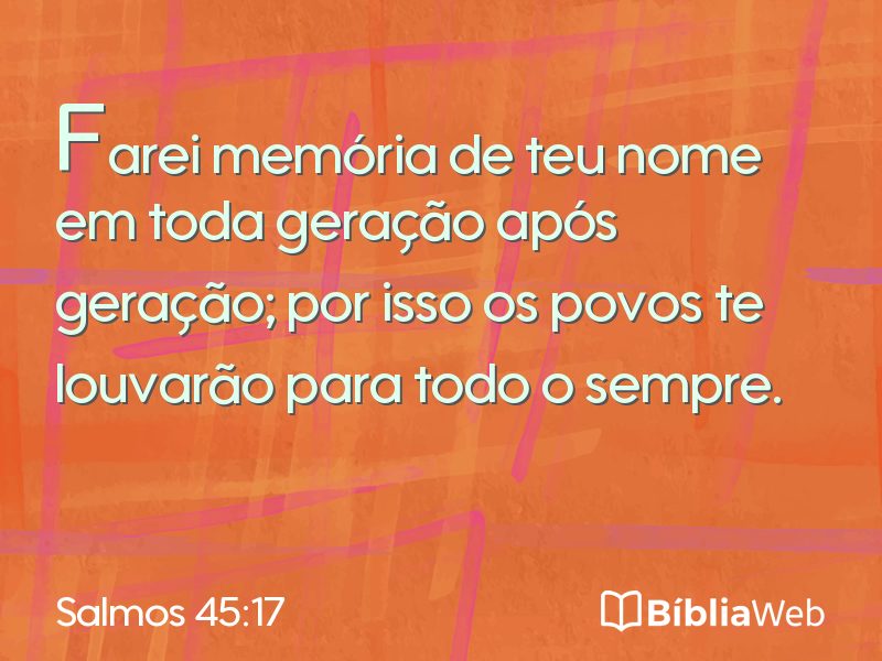 Salmos 45:17 em imagem para compartilhar