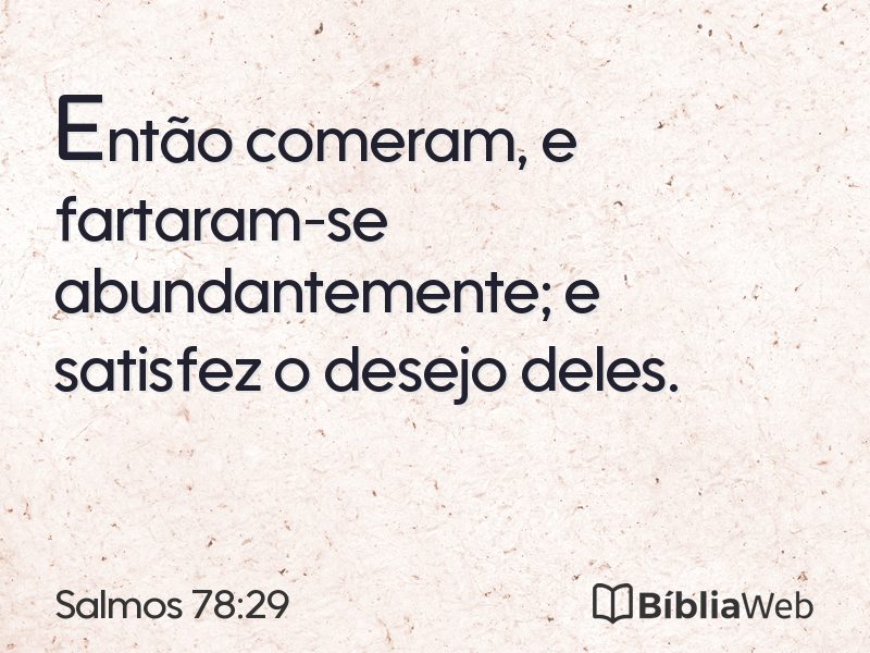 Salmos 78:29 em imagem para compartilhar