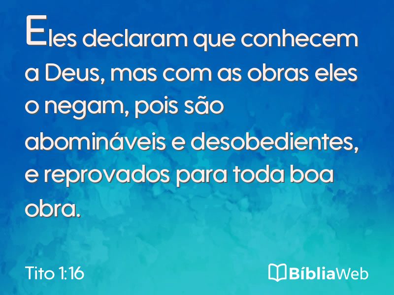 Tito 1:16 em imagem para compartilhar