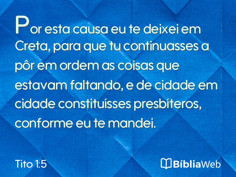 Tito 1:5 em imagem para compartilhar