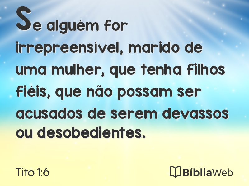 Tito 1:6 em imagem para compartilhar