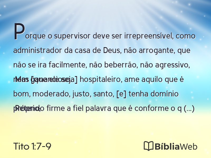 Tito 1:7-9 em imagem para compartilhar