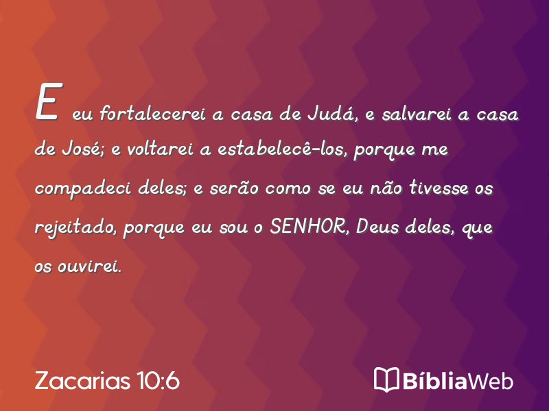 Zacarias 10:6 em imagem para compartilhar