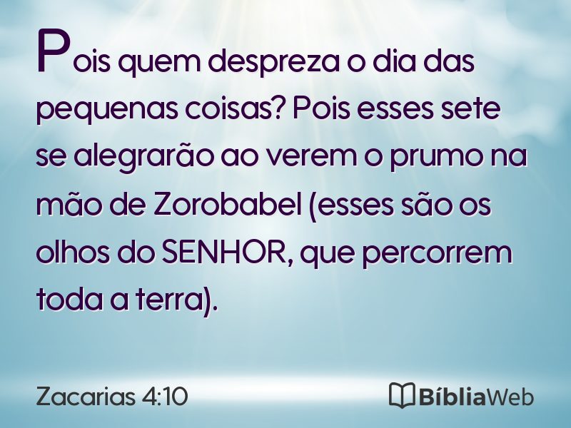 Zacarias 4:10 em imagem para compartilhar