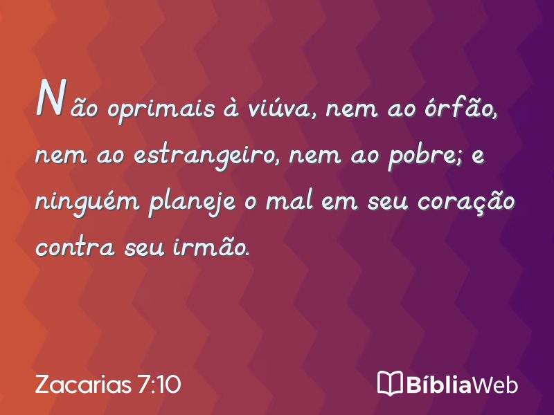 Zacarias 7:10 em imagem para compartilhar