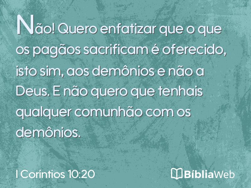 I Coríntios 10:20 em imagem para compartilhar
