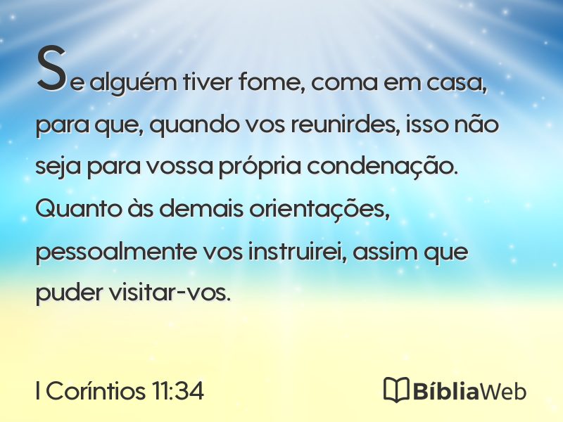 I Coríntios 11:34 em imagem para compartilhar