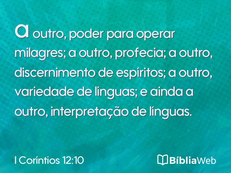 I Coríntios 12:10 em imagem para compartilhar