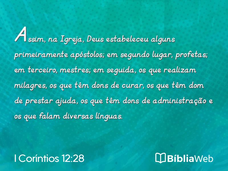 I Coríntios 12:28 em imagem para compartilhar