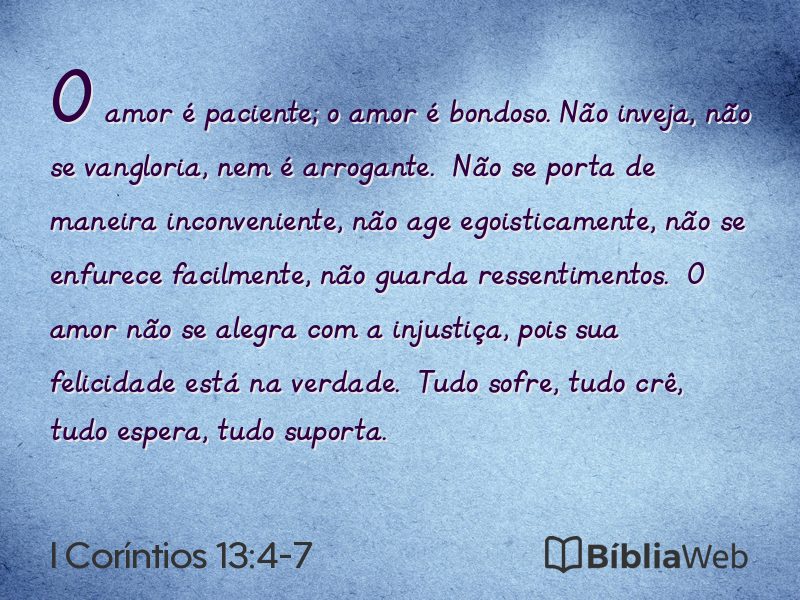 I Coríntios 13:4-7 em imagem para compartilhar