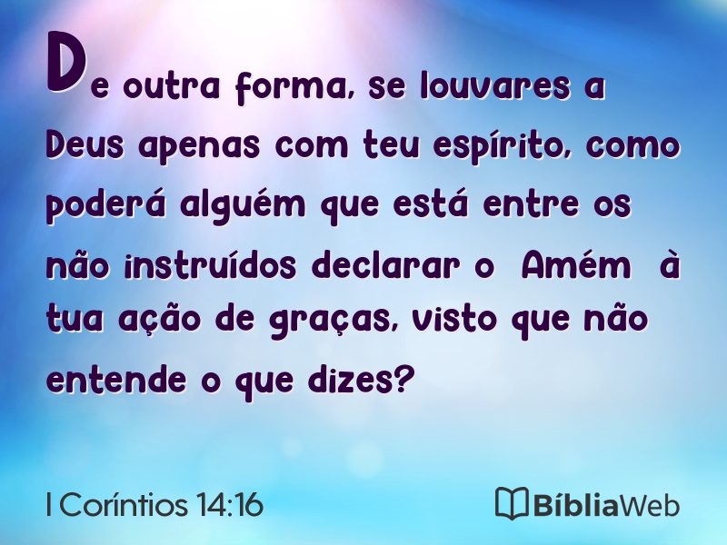 I Coríntios 14:16 em imagem para compartilhar