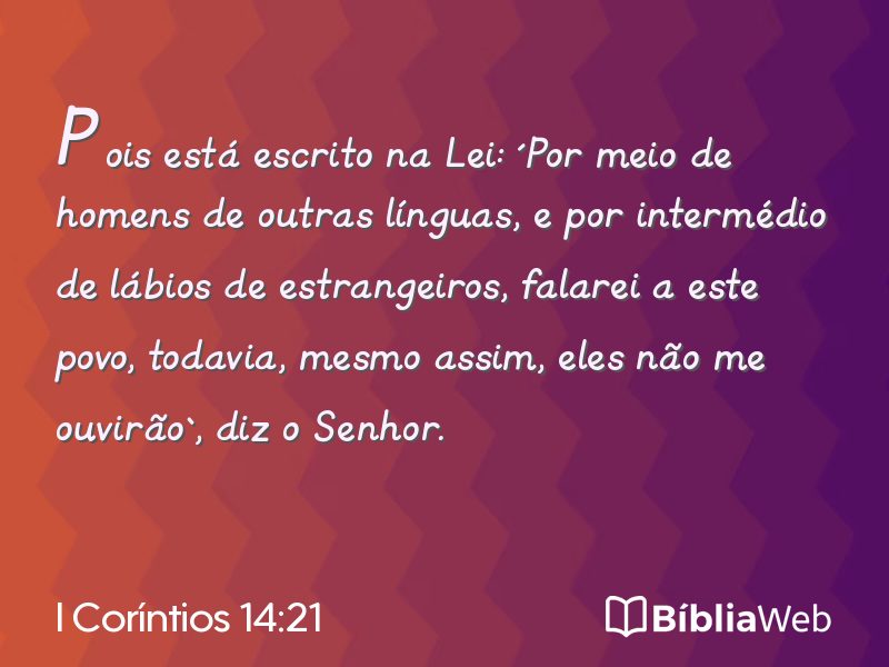 I Coríntios 14:21 em imagem para compartilhar