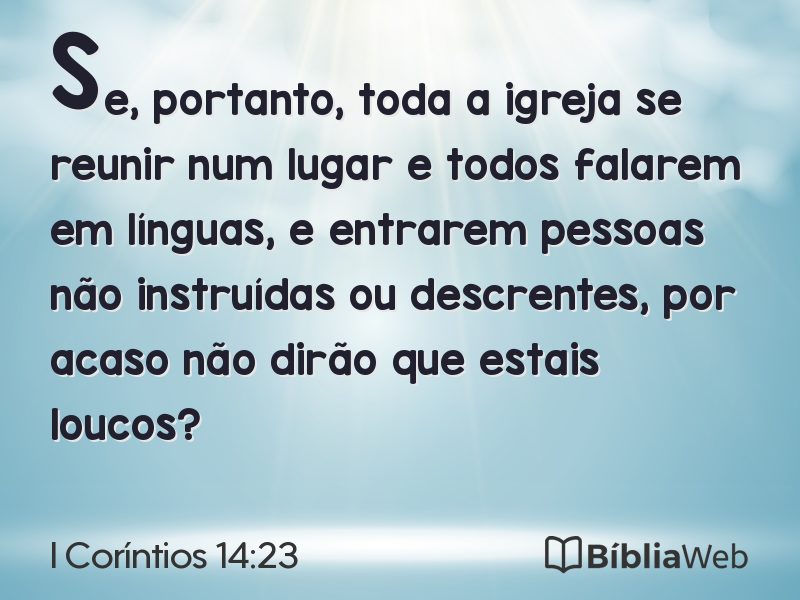 I Coríntios 14:23 em imagem para compartilhar