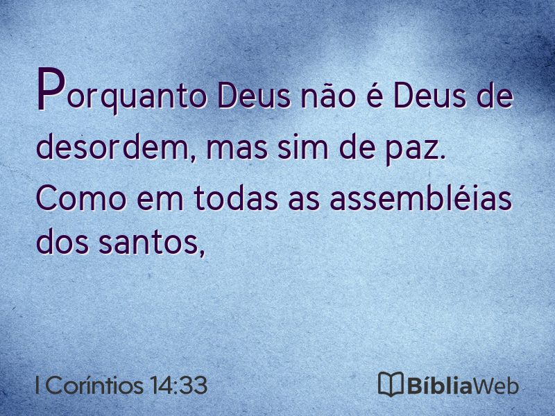I Coríntios 14:33 em imagem para compartilhar
