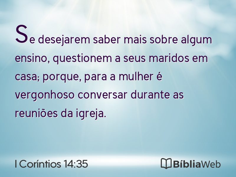 I Coríntios 14:35 em imagem para compartilhar