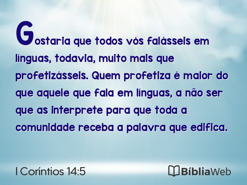 I Coríntios 14:5 em imagem para compartilhar