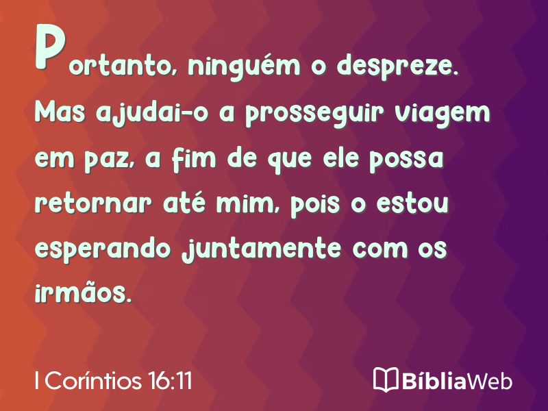 I Coríntios 16:11 em imagem para compartilhar