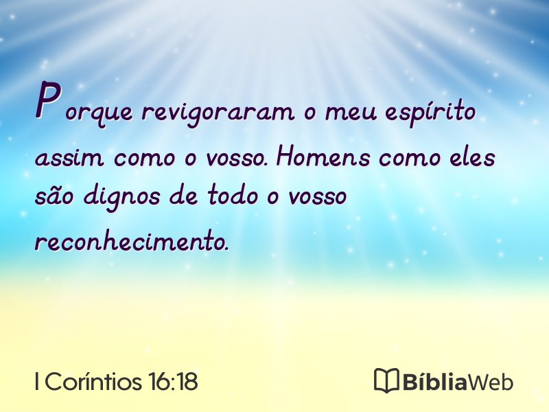 I Coríntios 16:18 em imagem para compartilhar