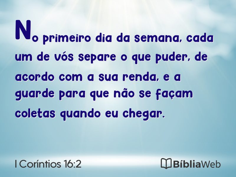 I Coríntios 16:2 em imagem para compartilhar