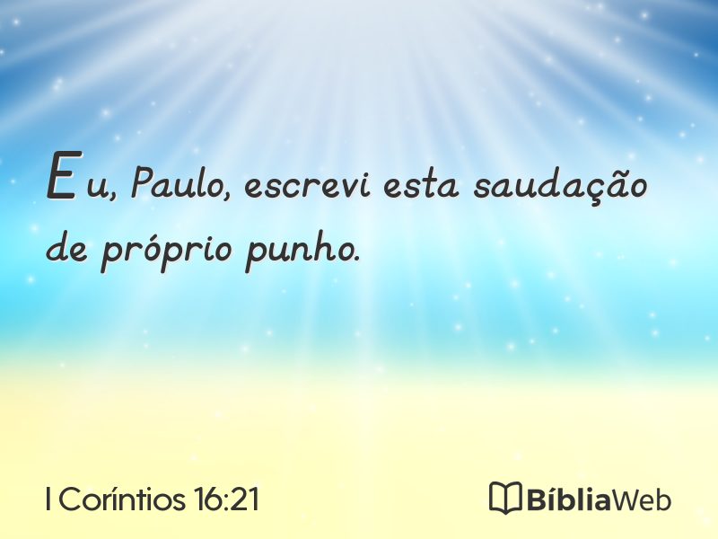 I Coríntios 16:21 em imagem para compartilhar