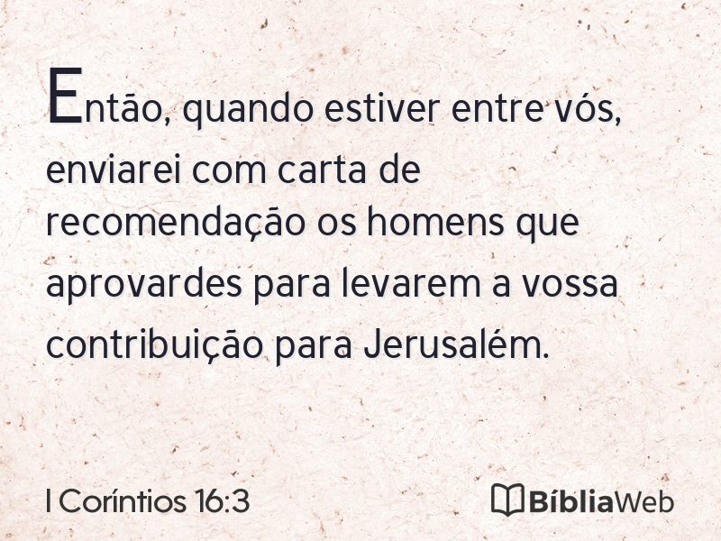 I Coríntios 16:3 em imagem para compartilhar