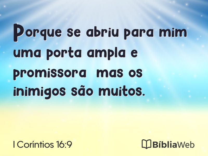 I Coríntios 16:9 em imagem para compartilhar