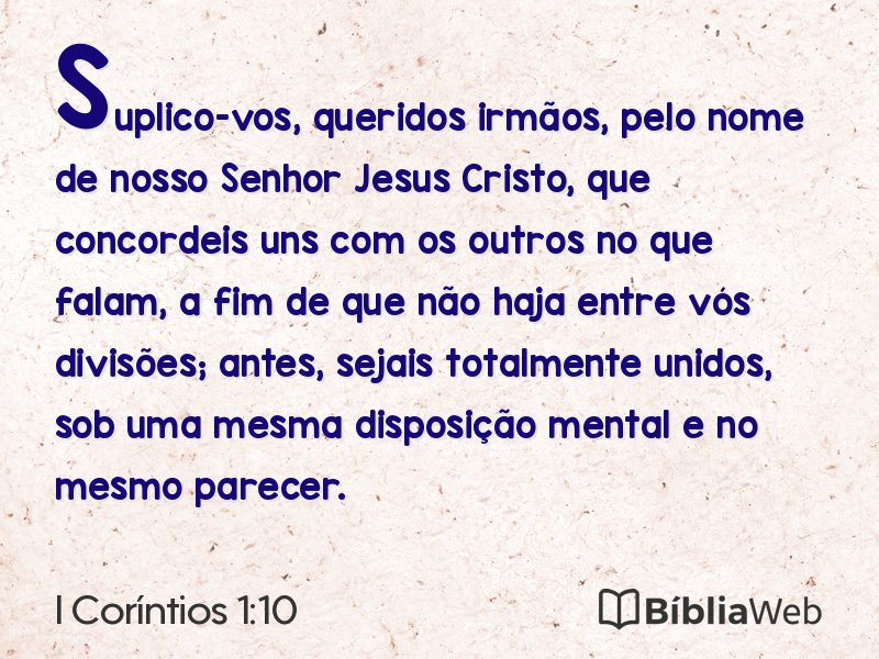 I Coríntios 1:10 em imagem para compartilhar