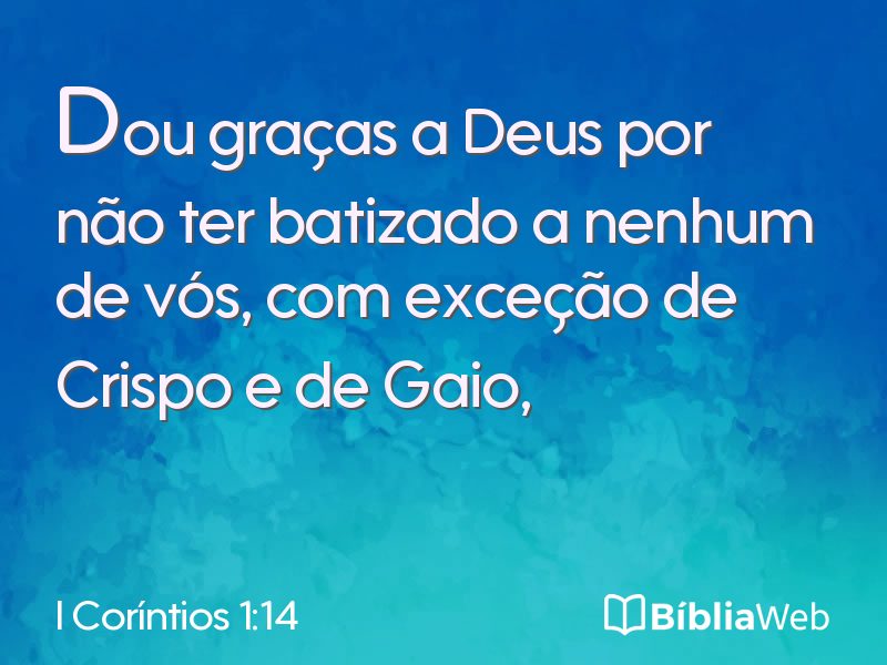 I Coríntios 1:14 em imagem para compartilhar