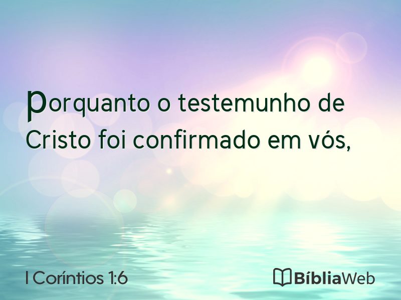 I Coríntios 1:6 em imagem para compartilhar