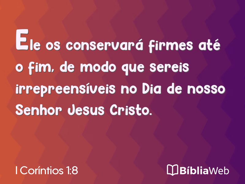 I Coríntios 1:8 em imagem para compartilhar