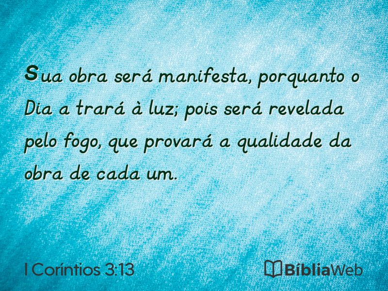 I Coríntios 3:13 em imagem para compartilhar