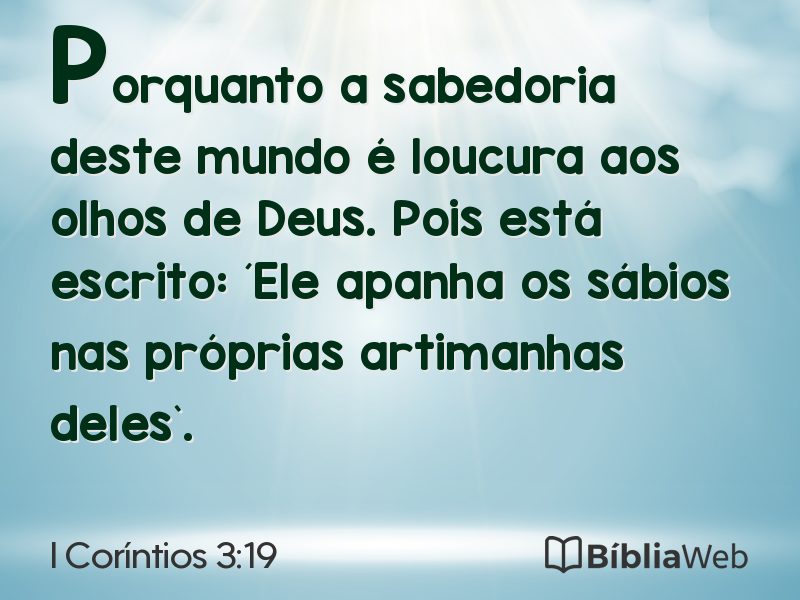 I Coríntios 3:19 em imagem para compartilhar